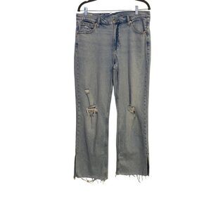 Gap Loose Jeans Women 31/12 Blue Mid Rise Ripped Light-Wash Denim Distressed Y2K